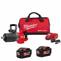 MILWAUKEE FUEL™ D-Handle 1” HIGH TORQUE Impact Wrench With Short Anvil 2 X 18V 12.0AH LI-ION ONEFHIWF1DS-122 KIT SET