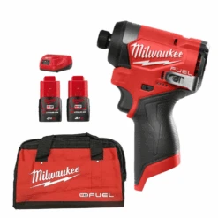 MILWAUKEE IMPACT Driver Drill 2 X 12V 3.0AH LI-ION Comes With M12 Contractor Bag M12FID2-302C