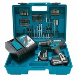 Makita DHP482RFX1 2 X 18V 3.0AH LI-ION 13MM (1/2") Hammer Drill With 74PC Accessories
